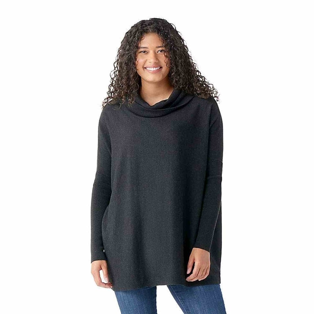 Smartwool Edgewood Poncho Women's Medium Charcoal Wool Blend Sweater Cozy RED829
